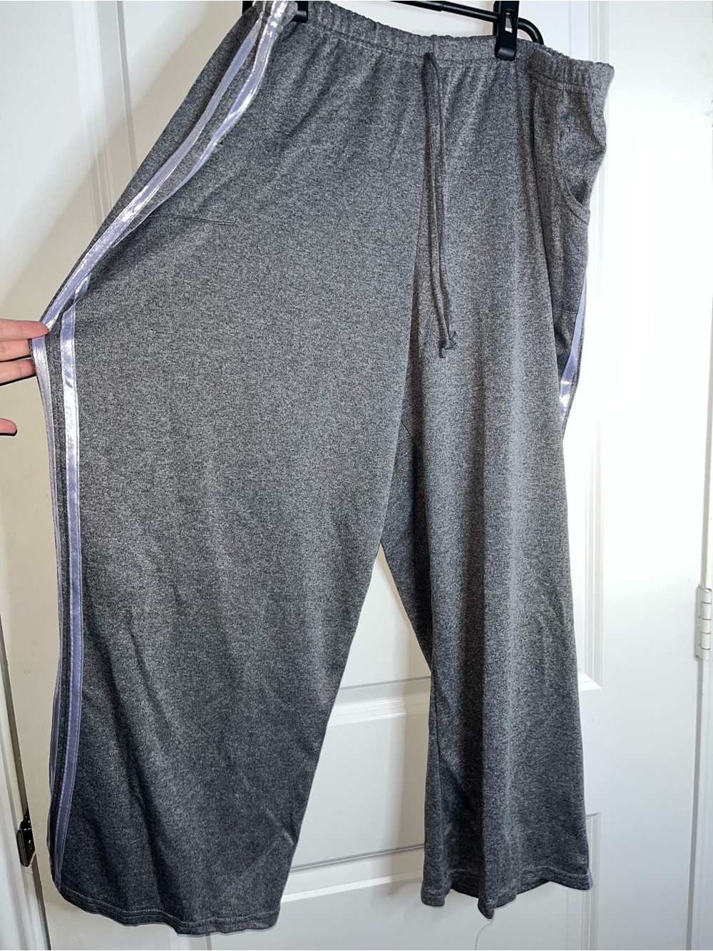 Fame 4 Fifteen Y2K Track Pants Metallic Stripe Athletic Pockets Comfort Elastic